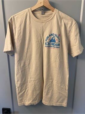 JVN - Jonathan Van Ness Graphic Tee - Cream with Blue & Pink Logo